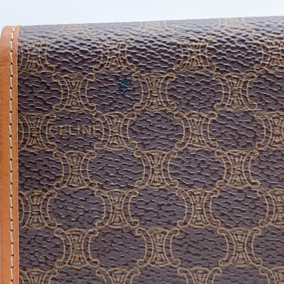 CELINE Macadam Long Wallet Flap Button Leather Wallet in Light Brown - Picture 5 of 14